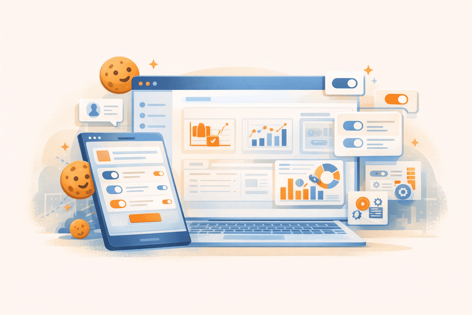 Cookie settings and analytics illustration