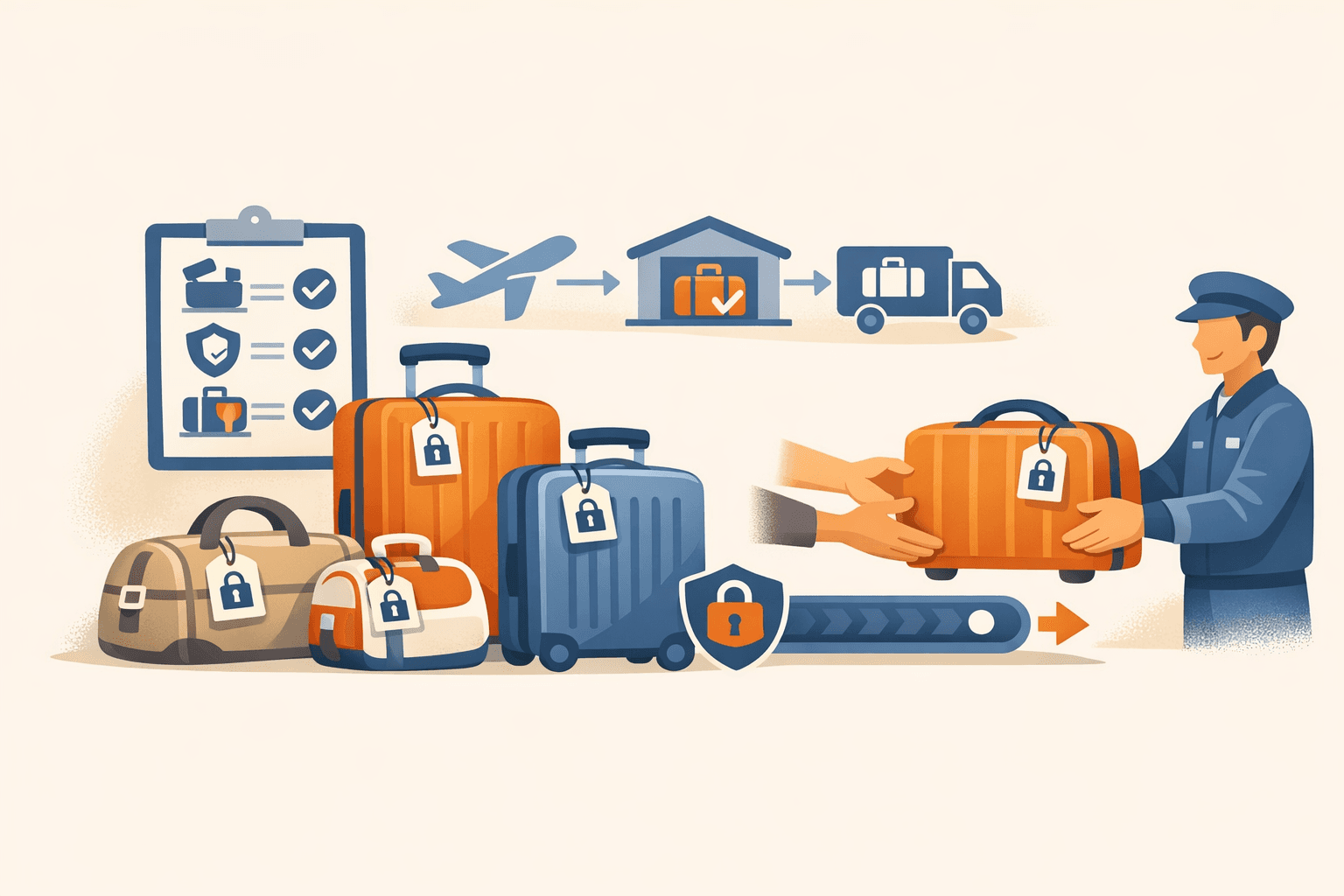Luggage declaration and handling terms illustration